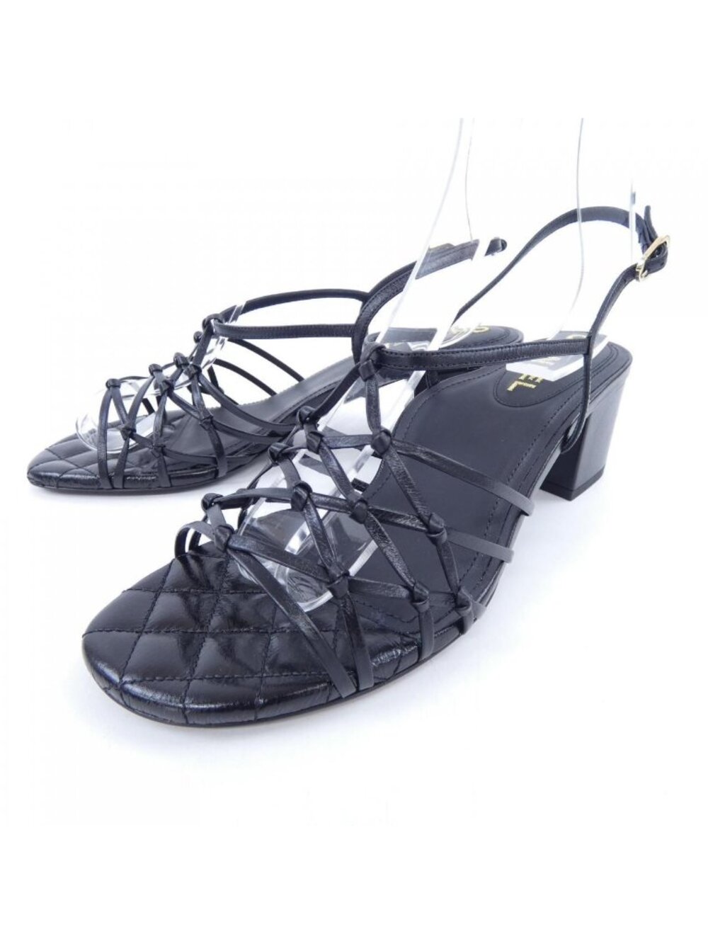 Chanel Size 38.5 Lambskin Black Sandals - Picture 3 of 6